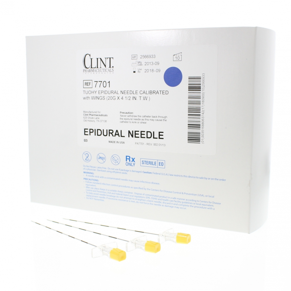 20g x 4½ Inch Tuohy Needle (Detachable Wings): Clint Pharmaceuticals